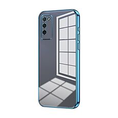 Custodia per telefono con foro fine con placcatura trasparente per Honor 30 Youth (blu)