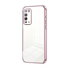 Custodia per telefono con foro fine con placcatura trasparente per Honor X10 (rosa)