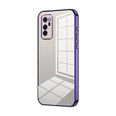 Custodia per telefono con foro fine con placcatura trasparente per Honor V30 (viola)
