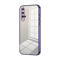 Per Honor 20 / 20S / nova 5T Custodia per telefono con foro fine con placcatura trasparente (viola)