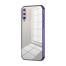 Custodia per telefono con foro fine con placcatura trasparente per Honor Play 3 (viola)