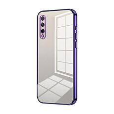 Custodia per telefono con foro fine con placcatura trasparente per Honor 9X Pro / Huawei Y9s (viola)