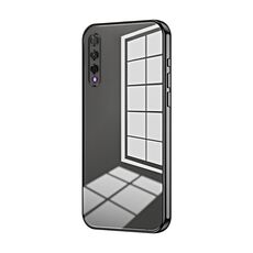 Custodia per telefono con foro fine con placcatura trasparente per Honor 9X Pro / Huawei Y9s (nera)