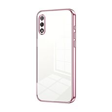 Custodia per telefono con foro fine con placcatura trasparente per Honor 9X (rosa)