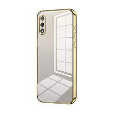 Custodia per telefono con foro fine con placcatura trasparente per Honor 9X (oro)