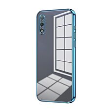 Custodia per telefono con foro sottile con placcatura trasparente per Honor 9X (blu)