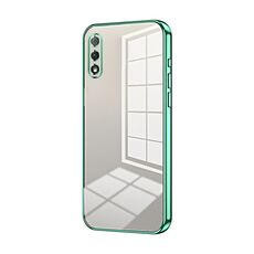 Custodia per telefono con foro sottile con placcatura trasparente per Honor 9X (verde)