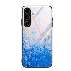 Per Samsung Galaxy S24 5G Custodia protettiva in vetro con motivo marmorizzato (Onde dell'oceano)