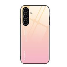 Custodia per telefono in vetro sfumato per Samsung Galaxy S24 5G (giallo rosa)