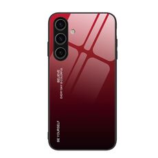 Custodia per telefono in vetro sfumato per Samsung Galaxy S24 5G (rosso nero)