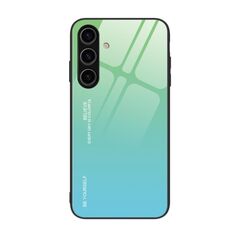 Custodia per telefono in vetro sfumato per Samsung Galaxy S24 5G (verde ciano)
