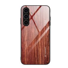 Per Samsung Galaxy S24 5G Custodia per telefono in vetro con venature del legno (caffè)