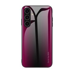 Per Samsung Galaxy S24 5G Custodia per cellulare in vetro TPU con trama sfumata (rosa rosso)