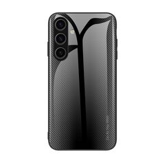 Per Samsung Galaxy S24 5G Custodia per cellulare in vetro TPU con trama sfumata (nera)