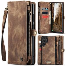 Custodia per telefono in pelle multifunzionale staccabile CaseMe 008 per Samsung Galaxy S24 Ultra 5G (marrone)