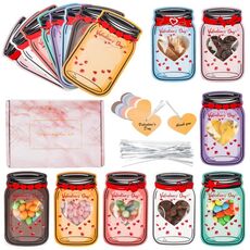 Biglietto d'auguri a forma di bottiglia per San Valentino Biglietto di scambio di regali per le feste Biglietto per messaggi di favore per le feste dei bambini, specifiche: 48 pezzi/set