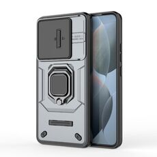 Per Xiaomi Redmi K70 5G Custodia scorrevole Camshield TPU + PC antiurto con supporto (grigio)