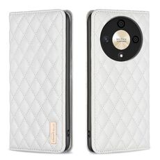 Per Honor X9b/Magic6 Lite 5G Custodia magnetica in pelle con reticolo diamantato (bianca)