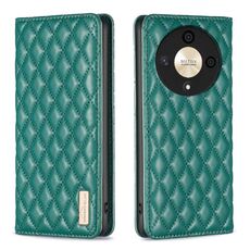 Per Honor X9b/Magic6 Lite 5G Custodia magnetica in pelle con reticolo diamantato (verde)