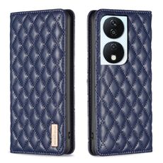 Custodia per cellulare in pelle magnetica con reticolo di diamanti per Honor X7b (blu)