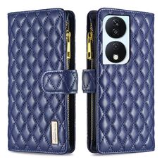 Per Honor X7b Diamond Lattice Zipper Portafoglio in pelle Flip Custodia per cellulare (Blu)