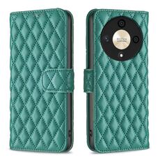 Custodia per telefono in pelle flip con reticolo di diamanti per Honor X9b/Magic6 Lite 5G (verde)