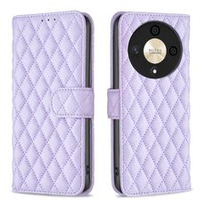 Per Honor X9b/Magic6 Lite 5G Diamond Lattice Portafoglio Custodia in pelle Flip (Viola)