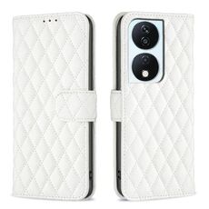 Per Honor X7b Diamond Lattice Portafoglio Flip Custodia in pelle per telefono (Bianco)