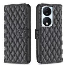 Per Honor X7b Diamond Lattice Portafoglio Flip Custodia in pelle per telefono (Nero)