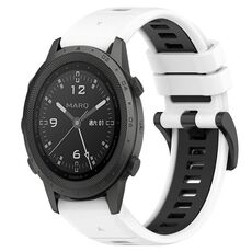Per cinturino sportivo in silicone bicolore Garmin MARQ Commander da 22 mm (bianco + nero)