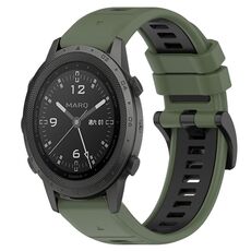 Per cinturino sportivo in silicone bicolore Garmin MARQ Commander da 22 mm (verde oliva + nero)
