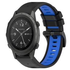 Per cinturino sportivo in silicone bicolore Garmin MARQ Commander da 22 mm (nero + blu)