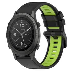 Per cinturino sportivo in silicone bicolore Garmin MARQ Commander da 22 mm (nero + verde lime)
