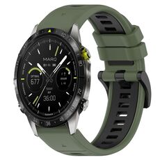 Per cinturino sportivo in silicone bicolore Garmin MARQ Athlete da 22 mm (verde oliva + nero)