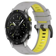 Per cinturino sportivo in silicone bicolore Garmin MARQ Athlete da 22 mm (grigio + giallo)
