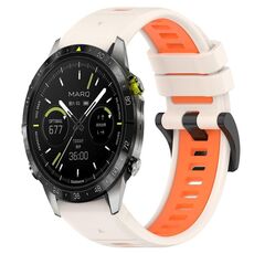 Per cinturino sportivo in silicone bicolore Garmin MARQ Athlete da 22 mm (Starlight + arancione)