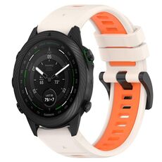 Per cinturino per orologio sportivo in silicone bicolore Garmin MARQ Golfer da 22 mm (Starlight + arancione)