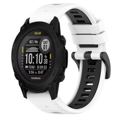 Per cinturino sportivo in silicone bicolore Garmin Descent G1 Solar da 22 mm (bianco + nero)