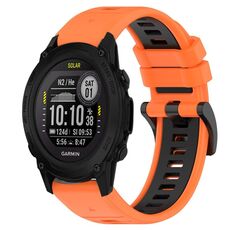 Per cinturino sportivo in silicone bicolore Garmin Descent G1 Solar da 22 mm (arancione + nero)