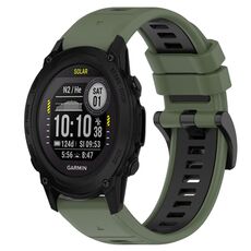 Per cinturino sportivo in silicone bicolore Garmin Descent G1 Solar da 22 mm (verde oliva + nero)