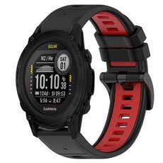 Per cinturino sportivo in silicone bicolore Garmin Descent G1 Solar da 22 mm (nero + rosso)