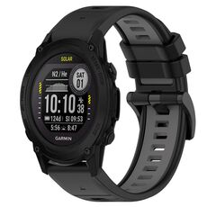 Per cinturino sportivo in silicone bicolore Garmin Descent G1 Solar da 22 mm (nero + grigio)