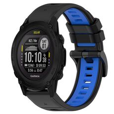 Per cinturino sportivo in silicone bicolore Garmin Descent G1 Solar da 22 mm (nero + blu)