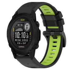 Per cinturino sportivo in silicone bicolore Garmin Descent G1 Solar da 22 mm (nero + verde lime)