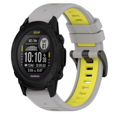 Per cinturino sportivo in silicone bicolore Garmin Descent G1 Solar da 22 mm (grigio + giallo)