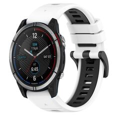 Per cinturino sportivo in silicone bicolore Garmin Quatix 7 da 22 mm (bianco + nero)