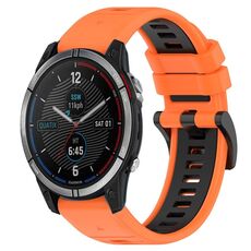 Per cinturino sportivo in silicone bicolore Garmin Quatix 7 da 22 mm (arancione + nero)