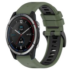 Per cinturino sportivo in silicone bicolore Garmin Quatix 7 da 22 mm (verde oliva + nero)