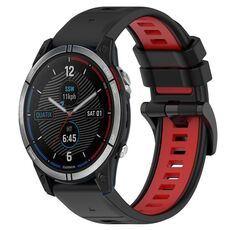 Per cinturino sportivo in silicone bicolore Garmin Quatix 7 da 22 mm (nero + rosso)