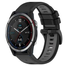 Per cinturino sportivo in silicone bicolore Garmin Quatix 7 da 22 mm (nero + grigio)